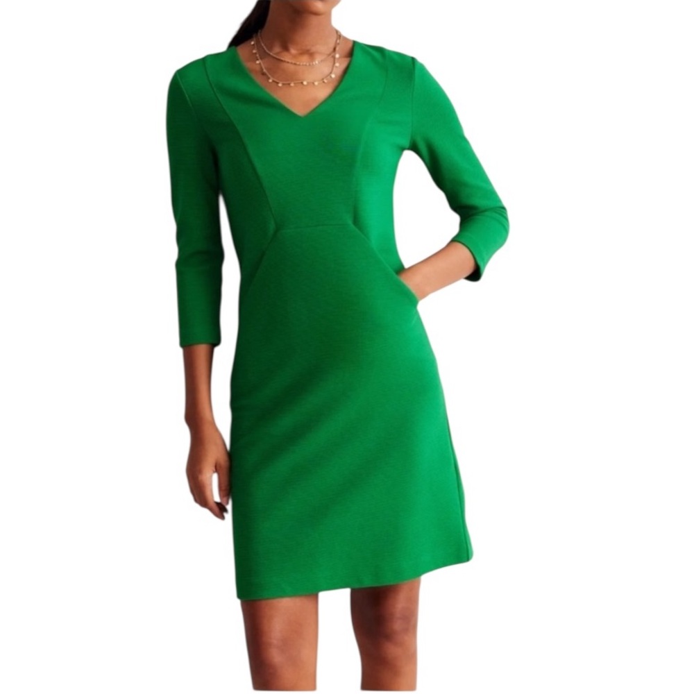 Boden Bronte Ottoman Mini Dress in Rich Emerald Green - 2 P